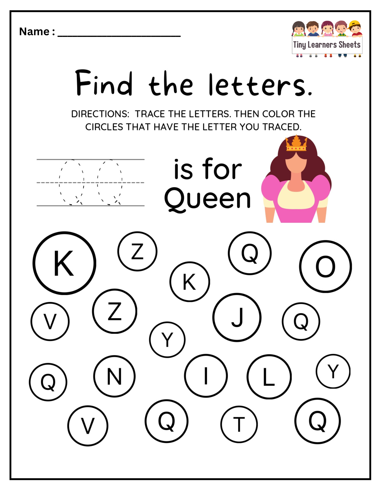 Find Letter Q worksheet